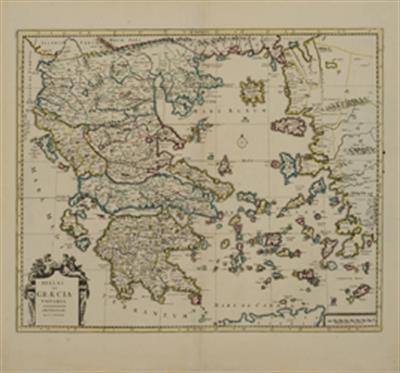 &quot;HELLAS seu GRAECIA UNIVERSA&quot;. Χάρτης της Ελλάδος. Ασπρόμαυρη χαλκογραφία με επιχρωματίσεις, P. Mortier, Άμστερνταμ