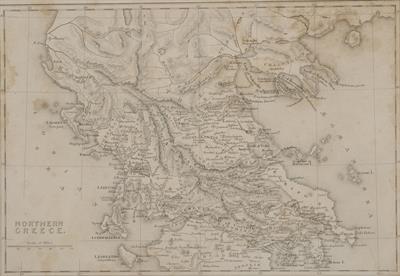 &quot;NORTHERN GRECE&quot;. Χάρτης της Βόρειας Ελλάδας. Ασπρόμαυρη χαλκογραφία με επιχρωματίσεις, J. Dower, W.S. Orr &amp; C.o, Λονδίνο.