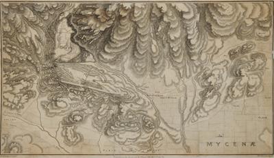 &quot;MYCENAE&quot;. Τοπογραφικό σχέδιο της περιοχής των Μυκηνών. Ασπρόμαυρη χαλκογραφία, W. Gell, J. Walker Jun.r, T. Paune, 1810.
