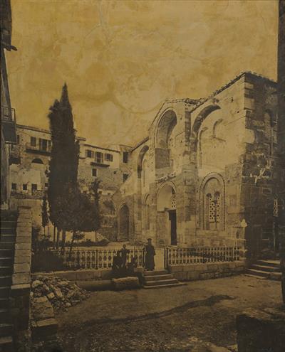 Η Μονή του Οσίου Λουκά στη Φωκίδα. Φωτογραφία του Carl Siele, 1910. Εκτέθηκε στη Διεθνή έκθεση της Ρώμης του 1911.