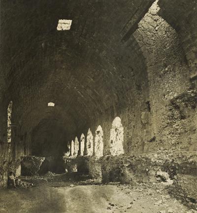 Chlemoutsi Castle, Peloponnese. Interior of the Frankish tower, view from the east. Photograph by Carl Siele, 1910. It was exhibited at the International Exhibition of Rome in 1911.