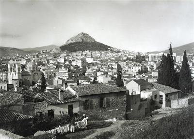 View of Athens from the Acropolis. Photographic copy from a glass plate of Fred Boissonnas, c. 1903-1923. The glass plate is at the Museum of Photography in Thessaloniki.