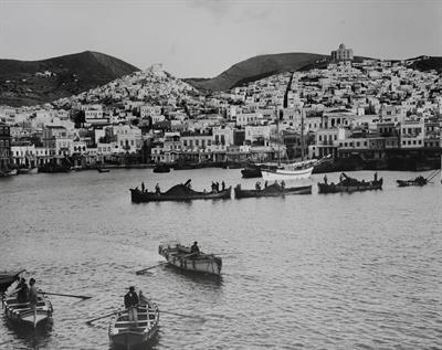 Syros Island. General view of Ermoupoli. Photographic copy from a glass plate of Fred Boissonnas, c. 1903-1923. The glass plate is at the Museum of Photography in Thessaloniki.