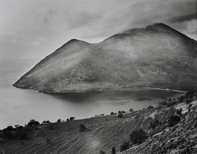 Ithaki island, the entrance to the harbor. Photographic copy from a glass plate of Fred Boissonnas, c. 1903-1923. The glass plate is at the Museum of Photography in Thessaloniki.