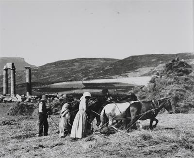 Peloponnese, Nemea. At the threshing floor. Photographic copy from a glass plate of Fred Boissonnas, c. 1903-1923. The glass plate is at the Museum of Photography in Thessaloniki.