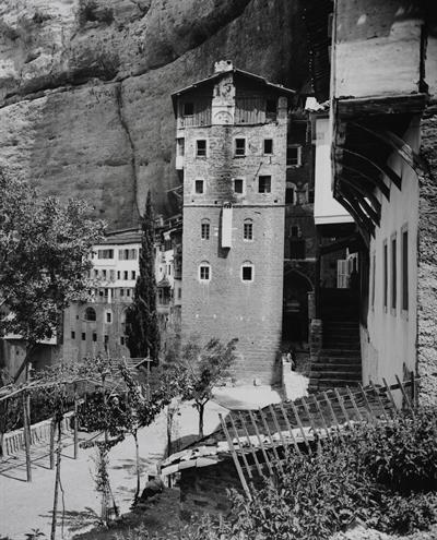 Peloponnese. Kalavryta, Monastery of the Great Cave. Photographic copy from a glass plate of Fred Boissonnas, c. 1903-1923. The glass plate is at the Museum of Photography in Thessaloniki.