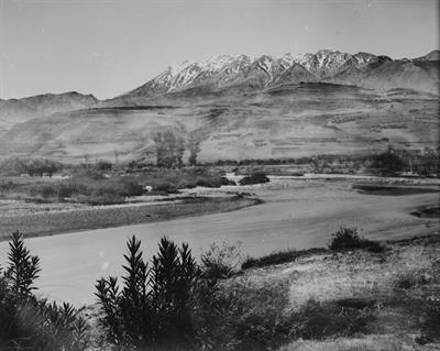 Peloponnese, Evrotas River and Mount Taygetos. Photographic copy from a glass plate of Fred Boissonnas, c. 1903-1923. The glass plate is at the Museum of Photography in Thessaloniki.