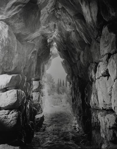 Peloponnese. Entrance of an archway in ancient Tiryns. Photographic copy from a glass plate of Fred Boissonnas, c. 1903-1923. The glass plate is at the Museum of Photography in Thessaloniki.