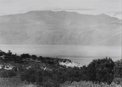 Peloponnese. Mount Parnassus viewed from Akrata. Photographic copy from a glass plate of Fred Boissonnas, c. 1903-1923. The glass plate is at the Museum of Photography in Thessaloniki.