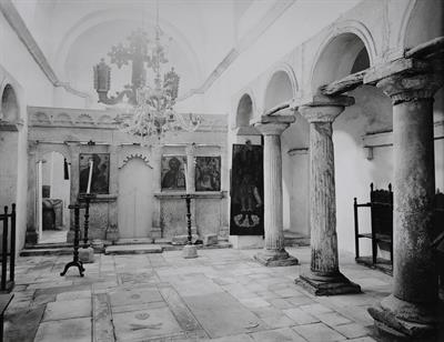 Paros Island, interior of a church. Photographic copy from a glass plate of Fred Boissonnas, c. 1903-1923. The glass plate is at the Museum of Photography in Thessaloniki.