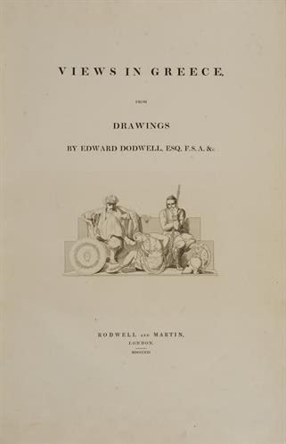 Title page with allegorical representation of enslaved Greece from the album &quot;Views in Greece&quot; by Edward Dodwell, London, 1821.