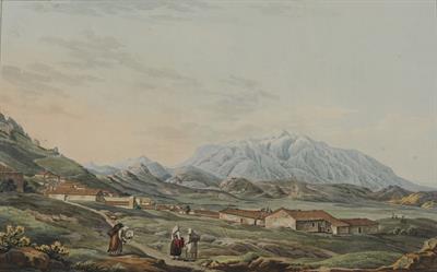 &quot;Parnassus&quot;. Mount Parnassus. Aquatint from the album &quot;Views in Greece&quot; by Edward Dodwell, London, 1821.