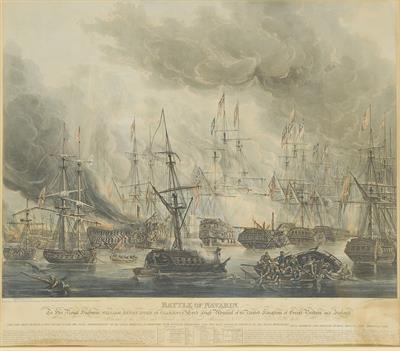 Scene from the Battle of Navarino on October 20, 1827. Aquatint by R. Smart and H. Ryall from a painting by Sir Theophilus Lee, [c. 1830].