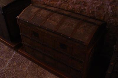 Wooden chest with metal frame, Lazaros Koundouriotis Historic Residence on Hydra Island