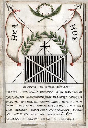 &quot;Efodiastiko&quot;, a letter written in coded alphabet, of the Priest Nikolaos Komninos from Lemnos, member of Filiki Eteria, December 2, 1820.