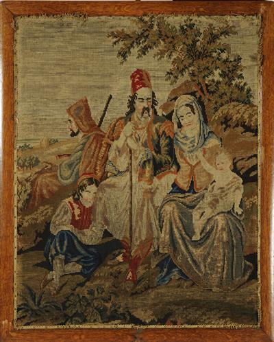 Embroidery with philhellenic scene.