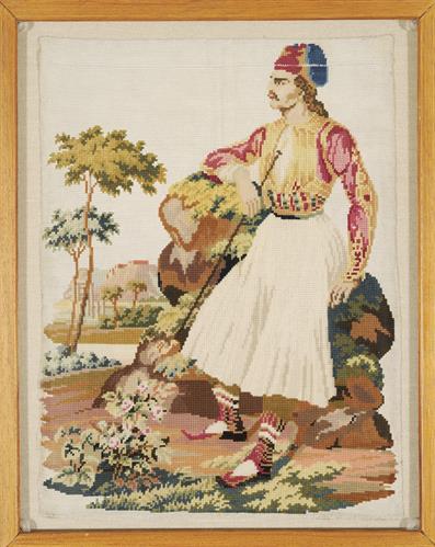 Embroidery with philhellenic scene.
