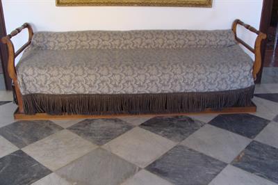 Wooden sofa, Lazaros Koundouriotis Historic Residence on Hydra Island