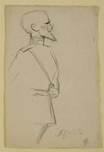 &quot;Hatzianestis&quot;. Courtroom sketch from the Trial of the Six by Periklis Vyzantios, November 1922.