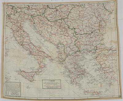 Map of the Balkans and Italy (1st and 2nd side), handkerchief