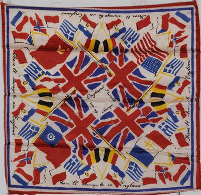 souvenir handkerchief for the 50 years from the World War II