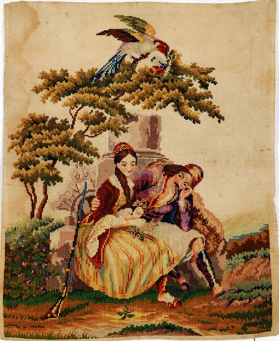 Embroidery with philhellenic scene.