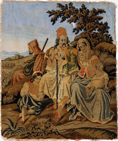 Embroidery with philhellenic scene.