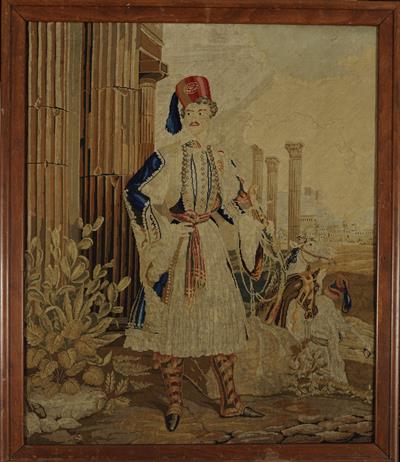 King Otto wearing national Greek costume, embroidery.