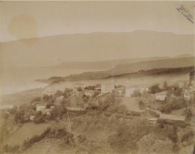 Panoramic view of the city Platana, port that was used by ships destined for Trabzun in times of storm. Photograph by Kakoulis Brothers, 1890&#039;s.