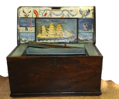 Ξύλινη ναυτική κασέλα από τη Σκιάθο που φέρει τη χρονολογία &quot;1873&quot;
