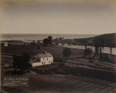 View of the stone bridge at the mouth of Pyxite river or Daphnopotamou in Trabzon, Pontus. Photograph by Kakoulis Brothers, 1890&#039;s.