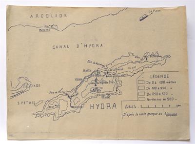 Map of Hydra, Lazaros Koundouriotis Historic Residence on Hydra Island