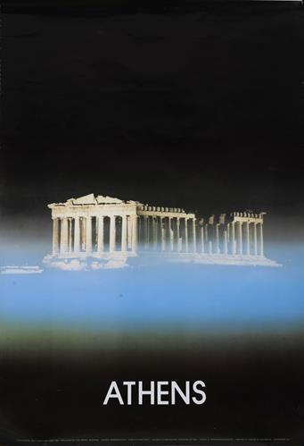 &quot;ATHENS&quot; (ΑΘΗΝΑ). Τουριστική διαφημιστική αφίσα του Ελληνικού Οργανισμού Τουρισμού (ΕΟΤ), 1986-1989.