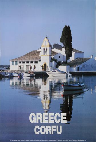 &quot;GREECE - CORFU&quot; (ΕΛΛΑΔΑ - ΚΕΡΚΥΡΑ). Τουριστική διαφημιστική αφίσα του Ελληνικού Οργανισμού Τουρισμού (ΕΟΤ), 1991.