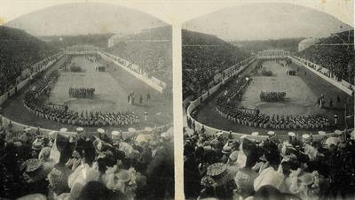 Ολυμπιακοί Αγώνες 1906. Η παρέλαση των μαθητών στο Παναθηναϊκό Στάδιο. Επιστολικό Δελτάριο.