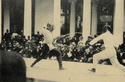 Ολυμπιακοί Αγώνες 1906. Αγώνες ξιφασκίας στο Ζάππειο. Επιστολικό Δελτάριο.