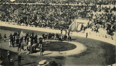 Ολυμπιακοί Αγώνες 1906. Αγώνες πάλης στο Παναθηναϊκό Στάδιο. Επιστολικό Δελτάριο.