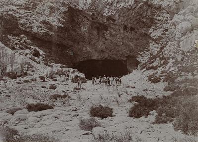 Crete. Officers visiting the cave of Zeus. Photograph, 1909.