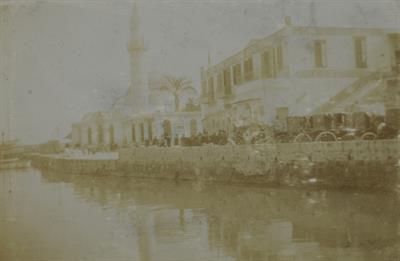 Crete. Carriage Station at the quay of Chania. Photograph, 1909.