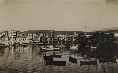 Crete. The port and the docks of Chania. Photograph, 1909.