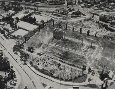 Aerial Photograph of the area of the Temple of Olympian Zeus (Olympieion) in Athens, 1963.