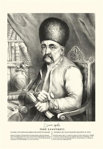 Ioannis Logothetis, member of the Provisional Administration of Greece during the Greek War of Independence. Lithograph by Adam Friedel from the album &quot;The Greeks. Twenty four portraits of the principal leaders and personages who have made themselves most