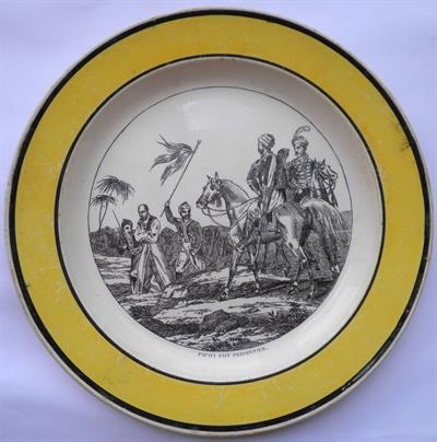 &quot;Pacha fait prisonnier&quot;. &quot;Αιχμαλωσία πασά&quot;. Πιάτο με φιλελληνική παράσταση του Charles-Henri Loeillot-Hartwig, κατασκευασμένο από το εργοστάσιο Montereau, Γαλλία, [1826 -1833].