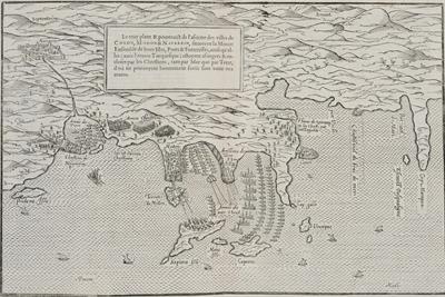 &quot;Le vray plant &amp; pourtraict de l&#039; assiette des villes de CORON, MODON &amp; NAVARIN, situees en la Moree: Ensemble de leurs Isles. Ports &amp; Forteresses, ainsi qu&#039; elles (avec l&#039; armee Turquesque) estoyent a que par Terre, d&#039; ou ne pouvoyent bonnement sortir sa