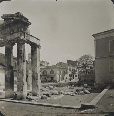 Roman Agora of Athens. Part of the Gate of Athena Archegetis. Photograph.