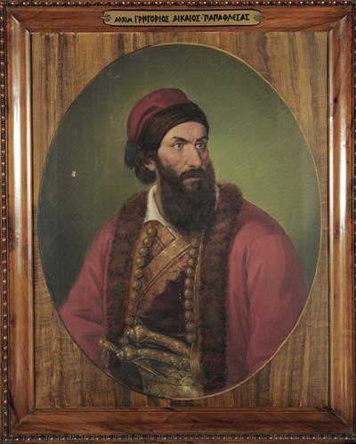 &quot;G. Dikaios Pappas Flessas&quot;, Portrait of Grigorios Dikaios - Papaflessas, oil painting on canvas by Dionysios Tsokos, 1862.