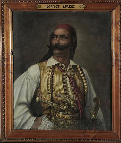 Portrait of Georgios Drakos, oil painting on canvas by Th. Drakos.