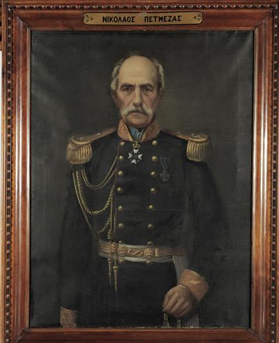 Portrait of Nikolaos Petmezas, oil painting on canvas.