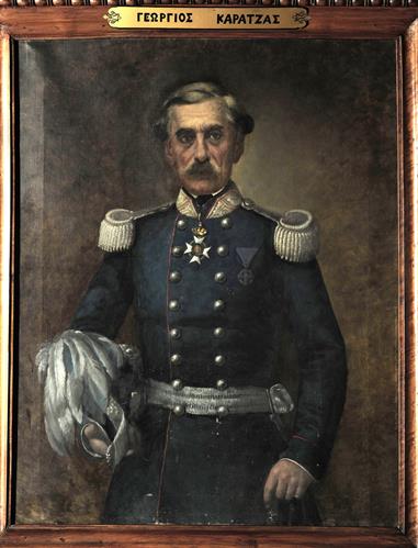 Προσωπογραφία του Γεωργίου Καρατζά, ελαιογραφία σε μουσαμά.
