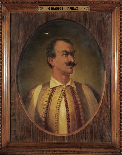 Portrait of Theodoros Grivas, oil painting on canvas.